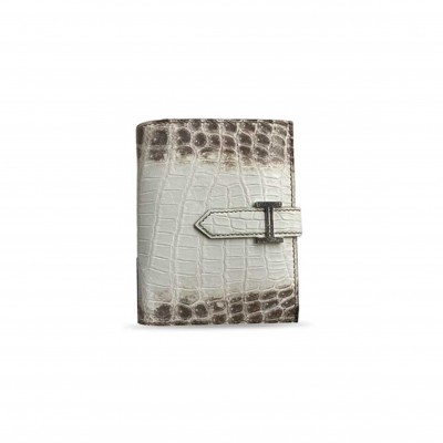HERMES MASTER BEARN COMPACT WALLET IN HIMALAYA ALLIGATOR LEATHER (12*9.5*0.4cm) 